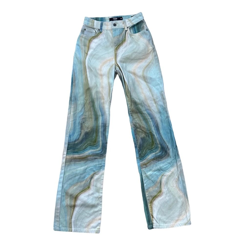 Jaded London Blue Marble Printed Boyfriend Denim Jeans. Very Good condition.
